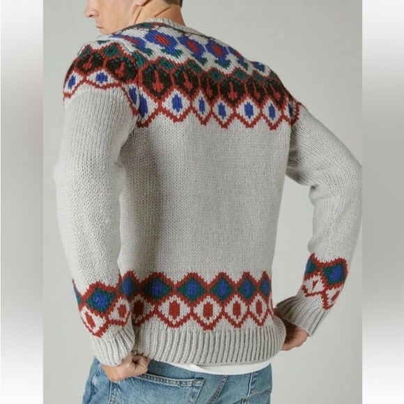 Lucky Brand Men’s Fairisle Crew-Neck Sweater - Multicolored Size XL - Picture 2 of 11